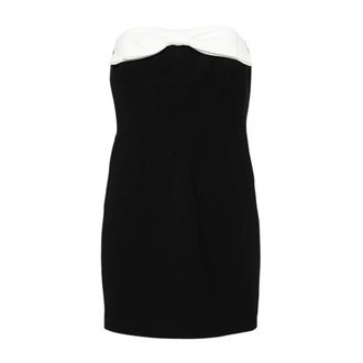New Arrivals Kleedjes, Dames, Zwart, L, Leer, Zwarte Strapless Strik Detail Jurk