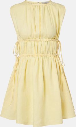 Asceno Como gathered linen minidress