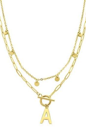 Adornia Initial Pendant Layered Chain Necklace in Gold-A at Nordstrom Rack