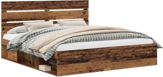 vidaXL Estructura De Cama Con Cabecera Madera Vieja 200 X 200 Cm Vidaxl