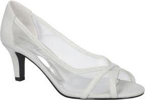 Easy Street Picaboo Peep Toe Pump in White Glitter/Mesh at Nordstrom Rack, Size 7.5