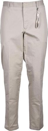 Uomolebole Cotton Stretch Trousers with Mid-Rise Waist and Straight-Leg Design