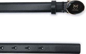 Pinko Womens Enamel Belt Black Leather