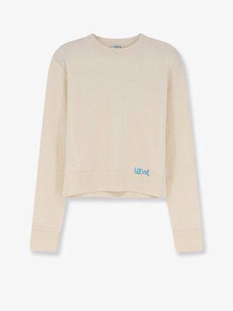 Loewe Maglia in lana con logo ricamato in contrasto sul fondo - LOEWE - gender_Woman