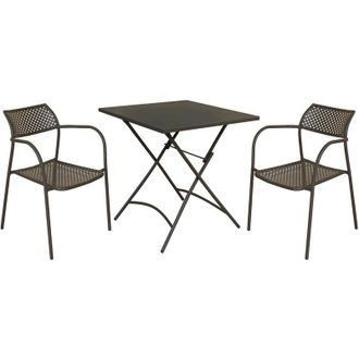 Milani Home LUCKY - set tavolo da giardino con sedie in metallo cm 70x70x72 h