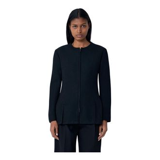 Yohji Yamamoto Light Jackets, female, Black, Size: S Wool Slim Jacket