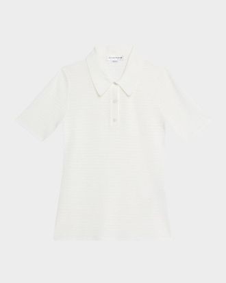 Victoria Beckham Pointelle Chevron Knit Polo Top