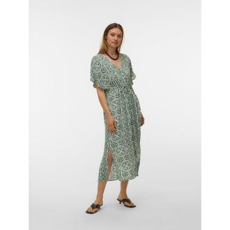 Vero Moda Bedrukte, lange jurk met korte mouwen en ceintuur