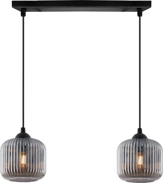 OEM L&aacute;mpara Colgante Riffle Negra, 2 Planos, Pantalla Grafito, Cilindro E27