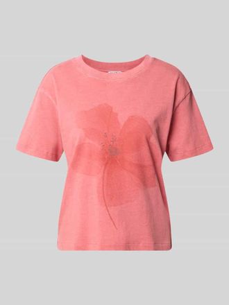 Jake*s Casual T-Shirt mit Motiv-Print und Rundhalsausschnitt in Koralle, Gr&ouml;&szlig;e XXL