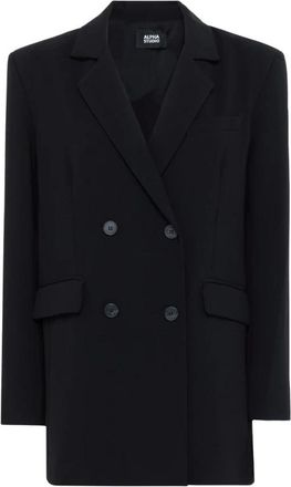 Alpha Studio Blazer Doppiopetto Cady - Dames - Blazers - Zwart - S - Leer - Jassen