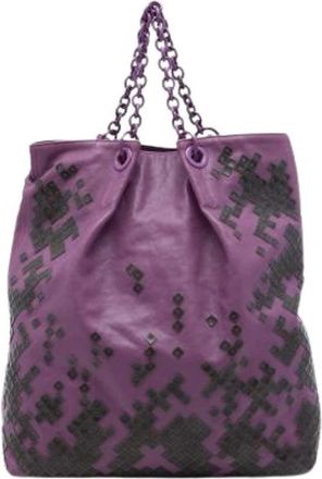 Bottega Veneta Pre-owned Vintage Tote Bag - Dames - Vintage Shopper - Paars - ONE Size - Leer - Vintage