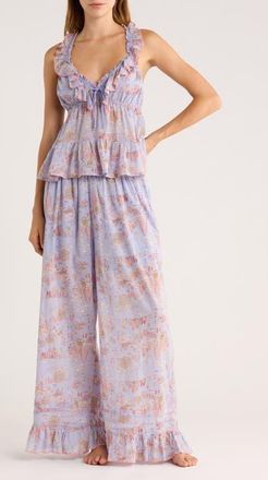 Free People Tangled Lights Ruffle Pajamas in Cornflower Combo at Nordstrom, Size X-Small