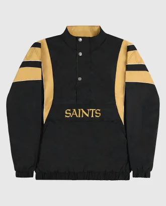 Starter Mens New Orleans Saints Pullover Half-Zip Starter Jacket In Black