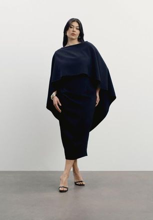 11 Honor&eacute; Structured Cape Midi Dress in Black Beauty at Nordstrom, Size 26
