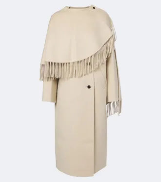 R&oacute;he R&oacute;he Fringed caped alpaca and wool coat