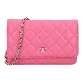 Chanel Pre-owned Wallet ON Chain - Dames - Pre-owned - Roze - Maat: ONE Size Leer
