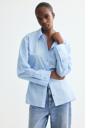 H&M Tapered-waist Poplin Shirt in Light Blue at Nordstrom, Size Xx-Large