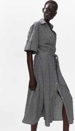 H&M Tie-belt Dress in Black/gingham at Nordstrom, Size X-Small