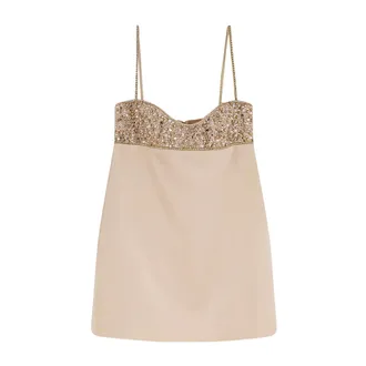 Retrof&ecirc;te Dames, Jurken, Beige, Maat: M Satijn