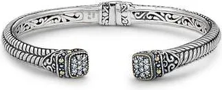 Samuel B. Woven Pav&eacute; Tipped Bangle in White Sapphire at Nordstrom Rack