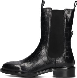 Stefano Lauran Zwarte Krokodil Enkellaarsjes voor Vrouwen - Dames - Chelseaboots - Zwart - 39 EU - Wol - Schoenen