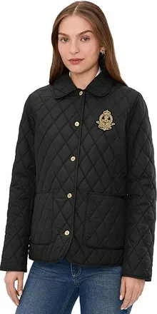 Lauren Ralph Lauren Single Breasted Quilt W Crest Womens Jacket Black : LG, Polyester