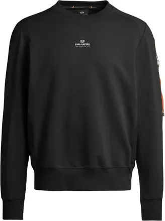 Parajumpers Basis Crewneck Sweatshirt met Nylon Inzetstukken - Heren - Sweatshirts & Hoodies - Zwart - Maat: M Nylon