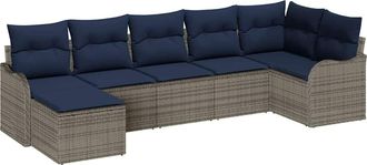 vidaXL Conjunto De Sof&aacute; De Jard&iacute;n 7 Uds. Gris Rat&aacute;n Sint&eacute;tico Vidaxl
