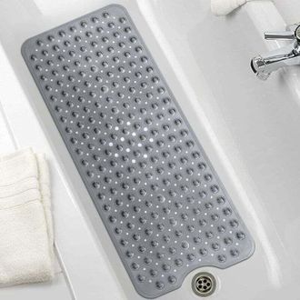 OEM Tappetino Da Bagno Extra Lungo Con Ventose Resistenti, Antiscivolo, In Pvc, Lavabile In Lavatrice, Antimuffa, Antifungino, 40x100 Cm (grigio)
