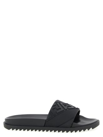 Fendi Logo Band Slides Sandali Nero-Uomo