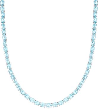 Ross-Simons Sky Blue Topaz Tennis Necklace in Sterling Silver