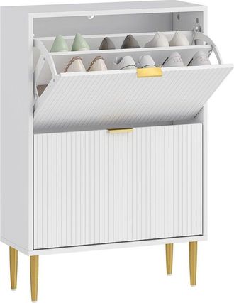 HOMCOM Homcom - Slim Shoe Storage Cabinet with 2 Flip Drawers for Hallway, White