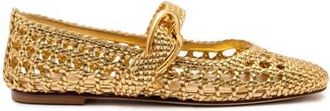 Larroude Verona Macrame Ballet Flat in Gold at Nordstrom, Size 8.5
