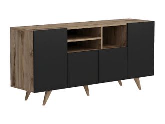 Vente-Unique Credenza Con 3 Ante E 3 Nicchie Nero E Naturale - Mostia