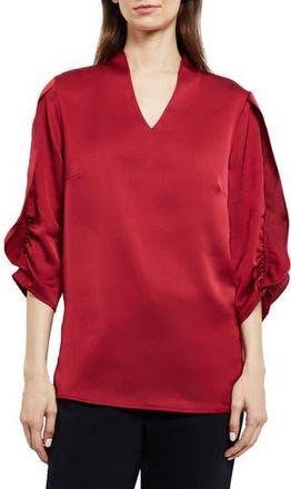Misook Ruched Sleeve Crepe Top in Scarlet Red at Nordstrom Rack, Size X-Small