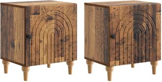 vidaXL Armario De Noche 2 Uds. Madera Envejecida 43 X 34,5 X 50 Cm Vidaxl