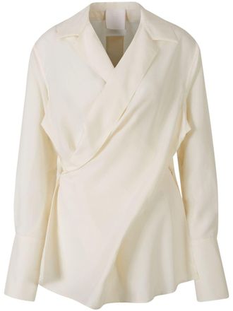 Givenchy wrap silk shirt - women - Silk - 36 - Neutrals
