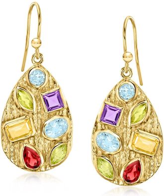 Ross-Simons Multi-Gemstone Teardrop Earrings in 18kt Gold Over Sterling