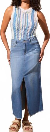 Tribal Full Length Denim Skirt In Coastline