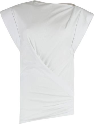 Isabel Marant Katoenen T-shirt met gedrapeerd effect - Dames - T-shirts - Wit - XS - Katoen - Tops