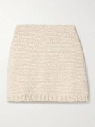 Khaite Minigonna In Misto Seta E Cashmere Spazzolato Darrion - Crema