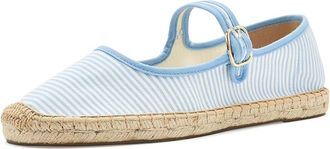 Soludos Seersucker Mary Jane Espadrille Womens Flat Shoes Classic Blue : EU 41 (US Womens 10-10.5) B - Medium, Cotton