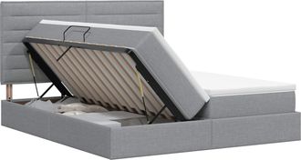 vidaXL Cama Con Almacenamiento Gris Claro 200 X 200 Cm Tela Vidaxl