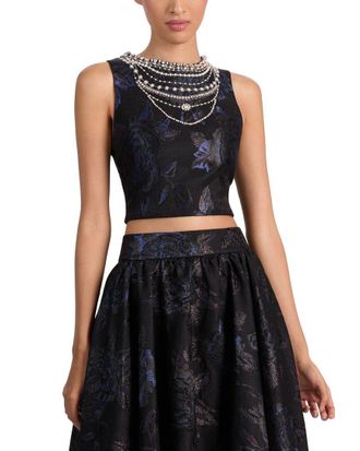 Alice & Olivia Alice + Olivia Cherra Embellished Structured Crop Top
