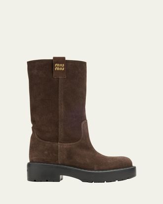 ミドルブーツ MIU MIU BOOTS MORO Miu Miu Moto Boots | Black | FARFETCH