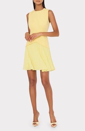 Milly Haddy Pleated Sleeveless Minidress in Yellow at Nordstrom, Size 12