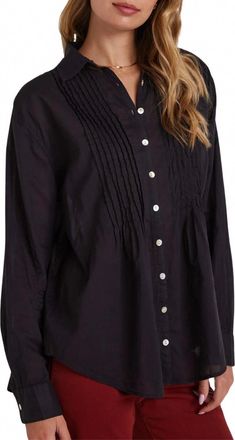 Bella Dahl Womens Pintuck Flowy Shirt In Black
