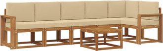 vidaXL Vidaxl Conjunto De Sof&aacute;s De Exterior 7 Uds. Natural Y Beige