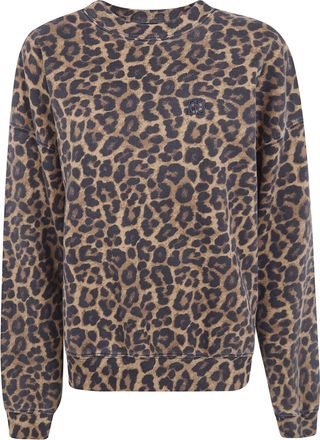 Anine Bing Miles Black And Brown Leopard Sweatshirt
